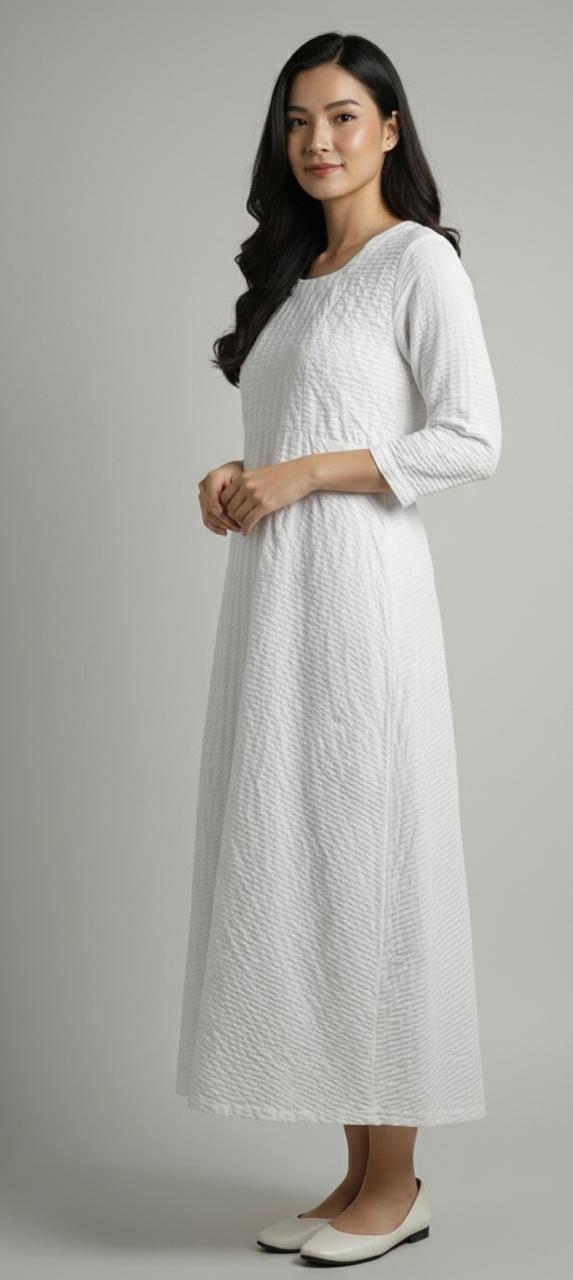 White Long Solid Frock Bayashma 