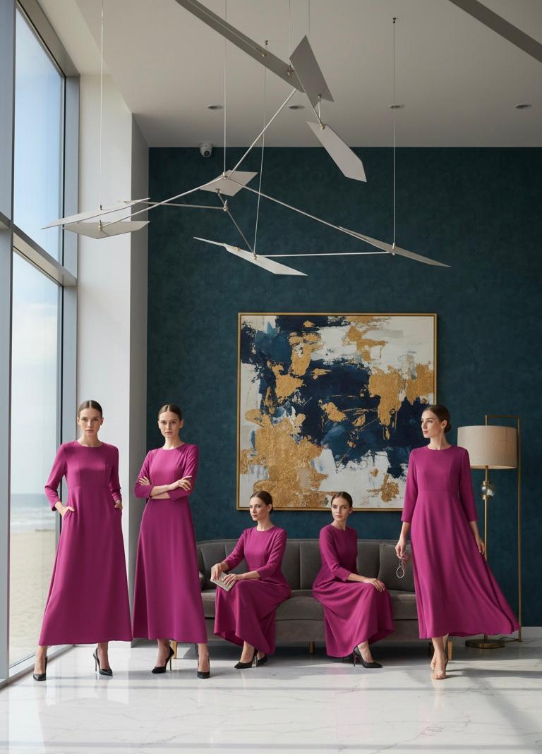 Purple Long Solid Frock Bayashma 