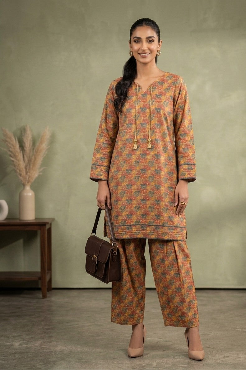 Amber Leaf Printed Shirt With Farshi Shalwar Bayashma 