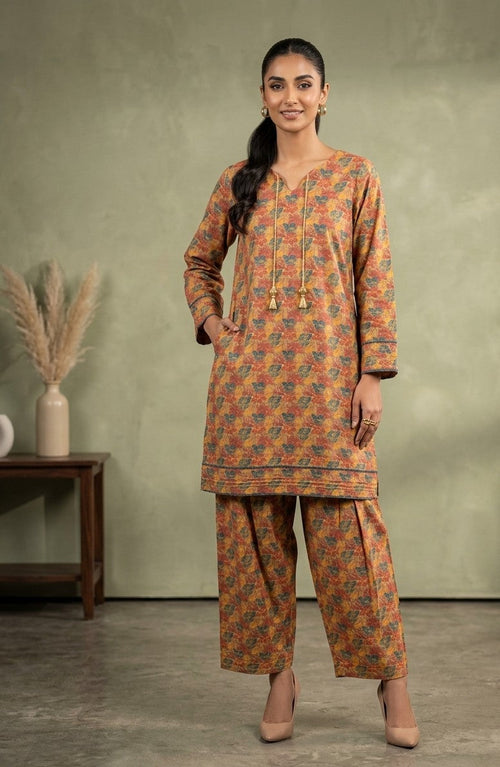 Amber Leaf Printed Shirt With Farshi Shalwar Bayashma 