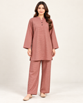Bayashma Blush Geometric Pleated Tunic Set — front view