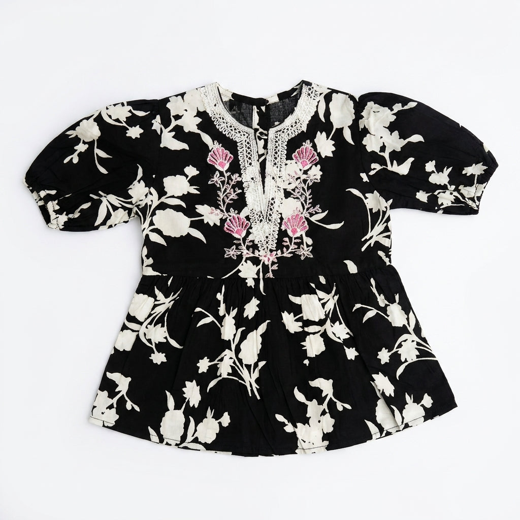 EMBROIDED FLORAL | BLACK SORCE KIDS 